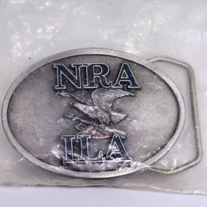Vintage NRA ILA Eagle Holding Rifle New In Sealed Pack Enamel Pewter Belt Buckle
